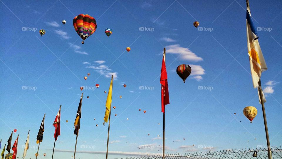 Balloons and Flags. Albuquerque New Mexico Balloon Festival