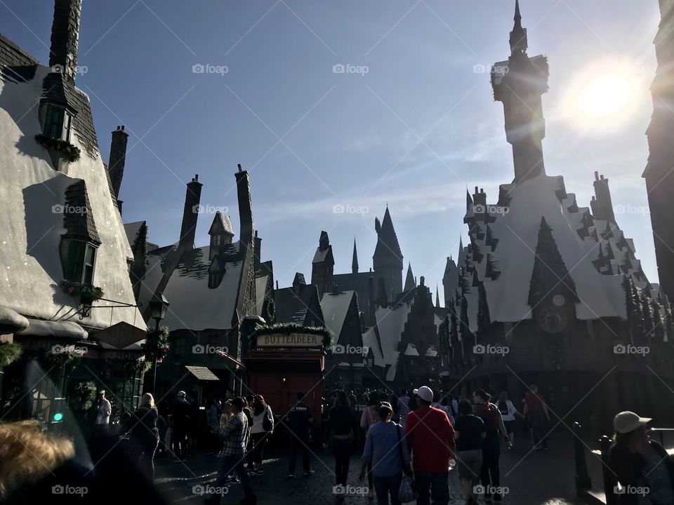 Hogsmeade during Christmas time (or Universal Studios during Thanksgiving)