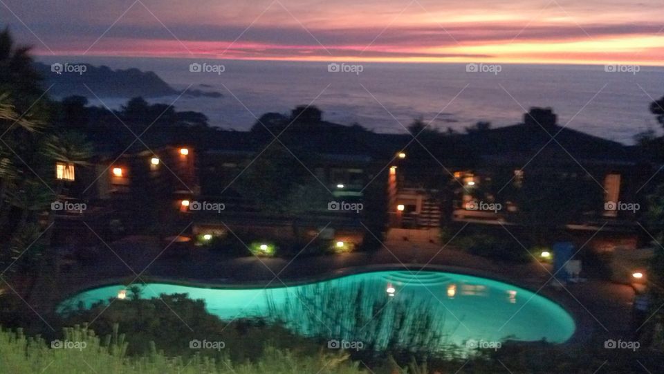 pool sunset