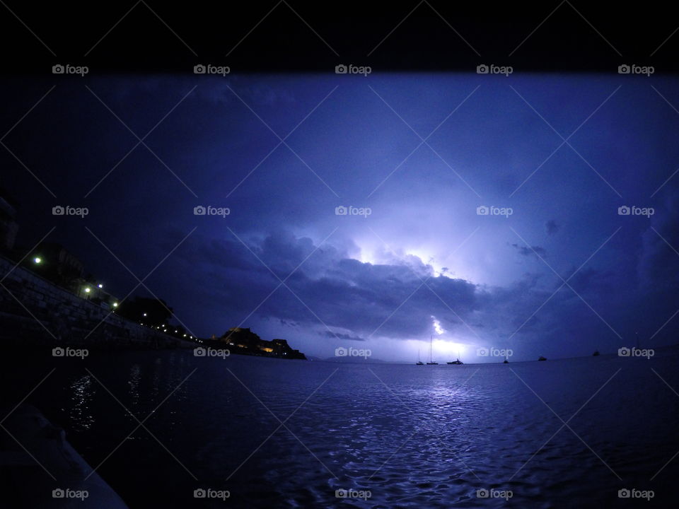 Corfu island thunderstorm greece