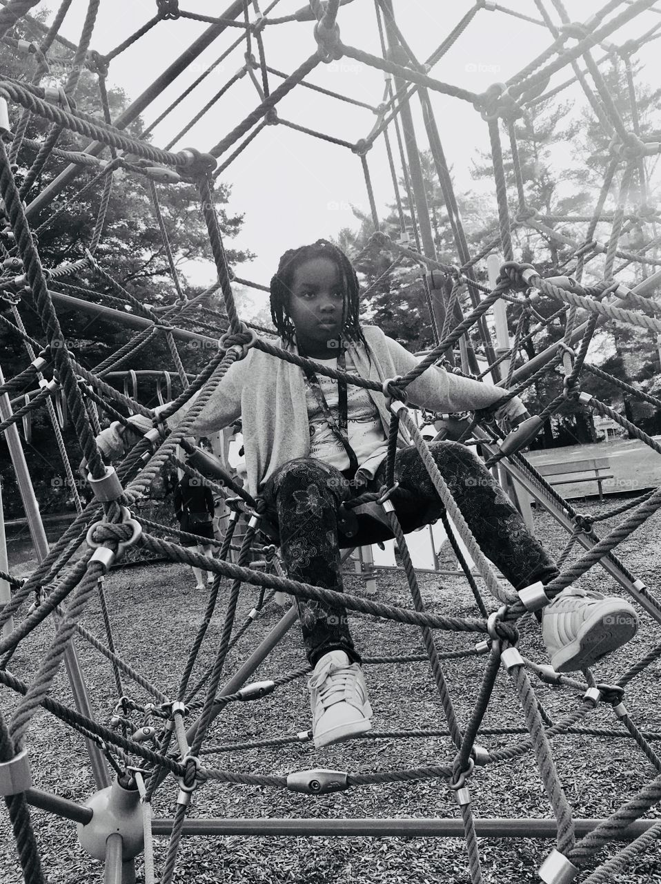 Black and White - Child Playground Web Serious Face 