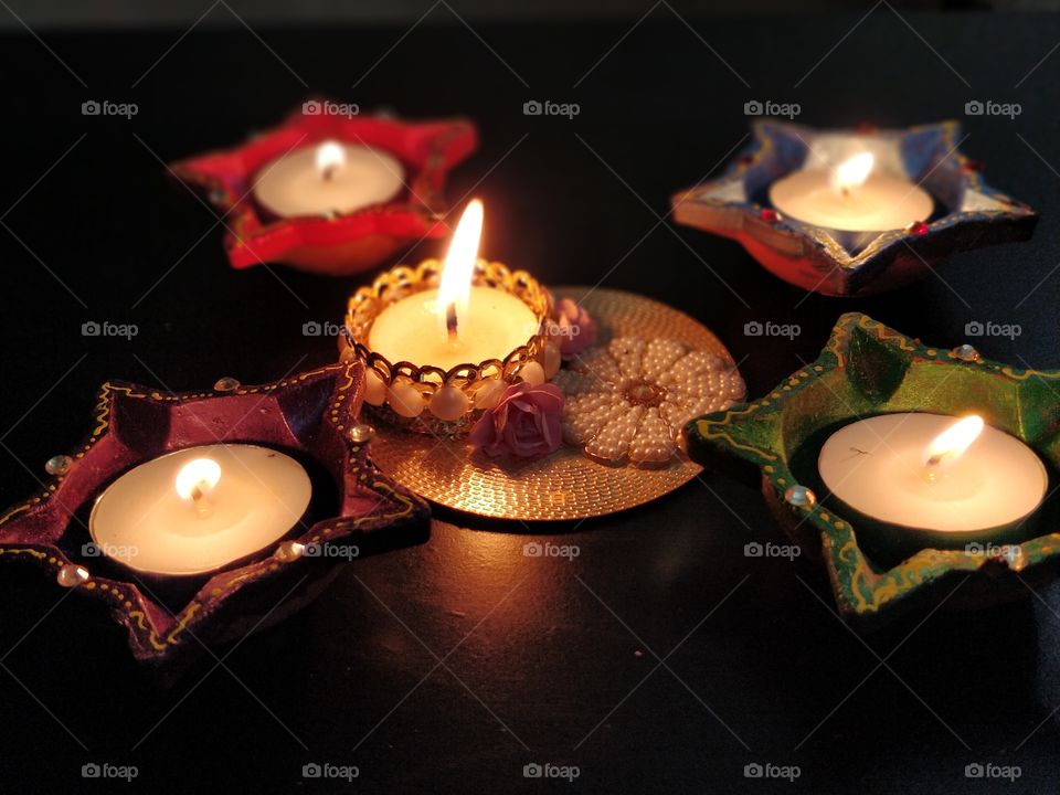 Diwali candles light