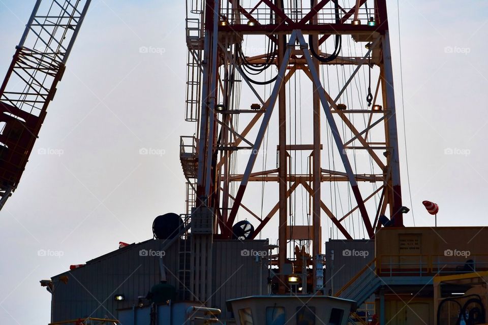 Cranes on drilling platform 