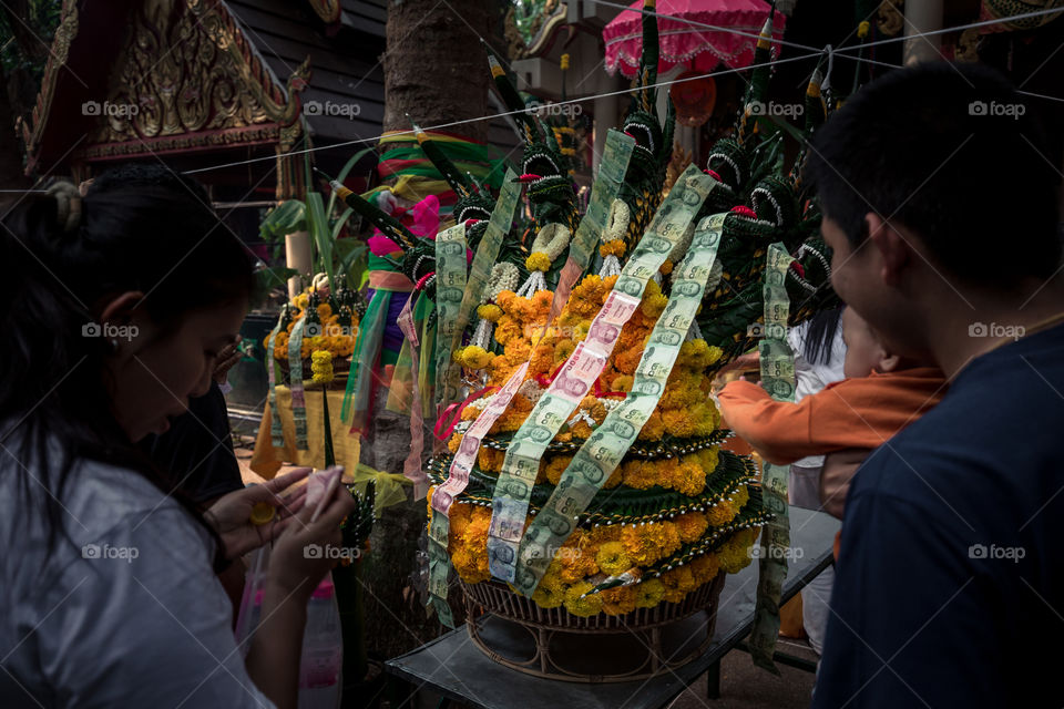 Respect thing for pray in the temple Thailand 