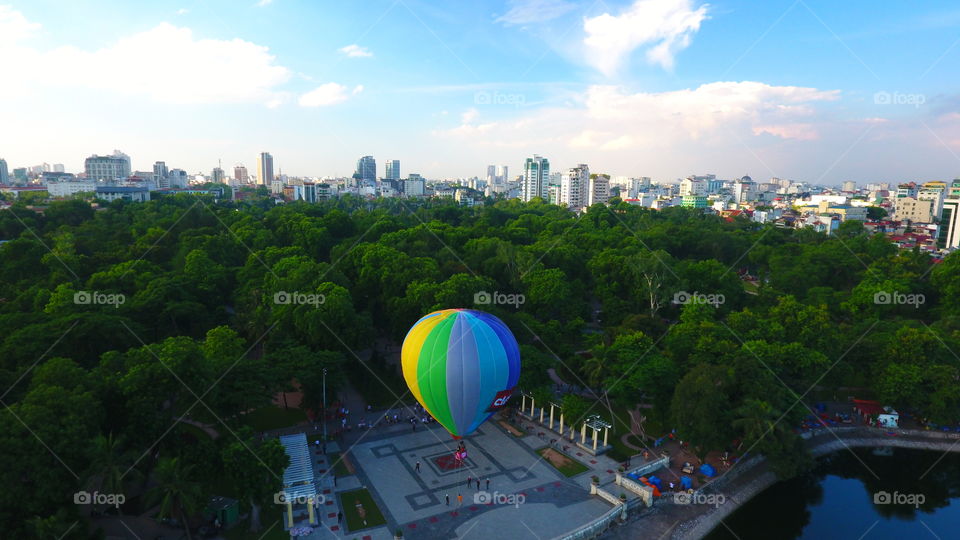 Travel, No Person, City, Sky, Balloon