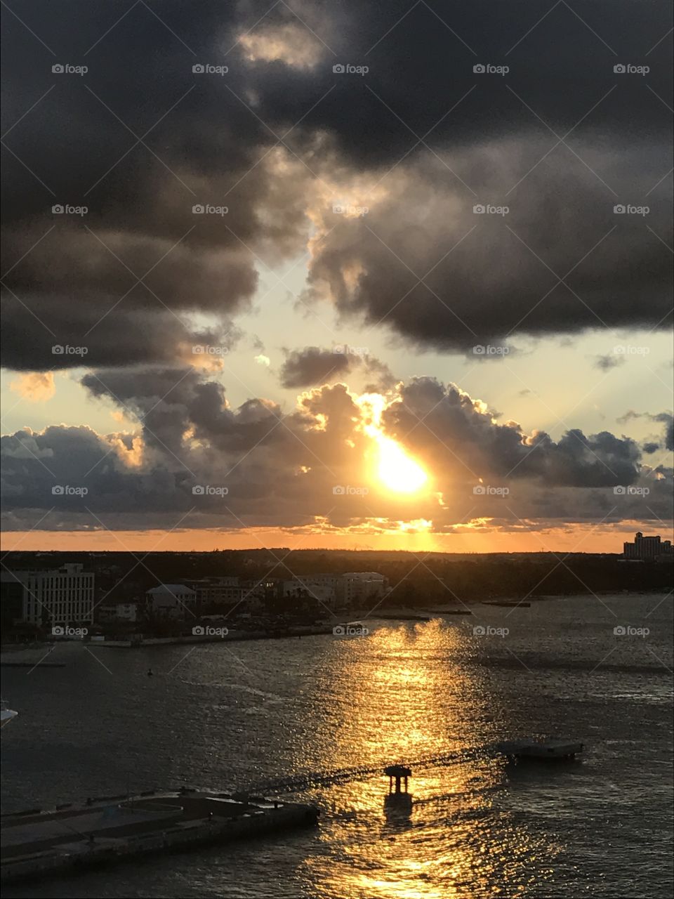 Sunset and cloud formations in Nassau, Bahamas 
