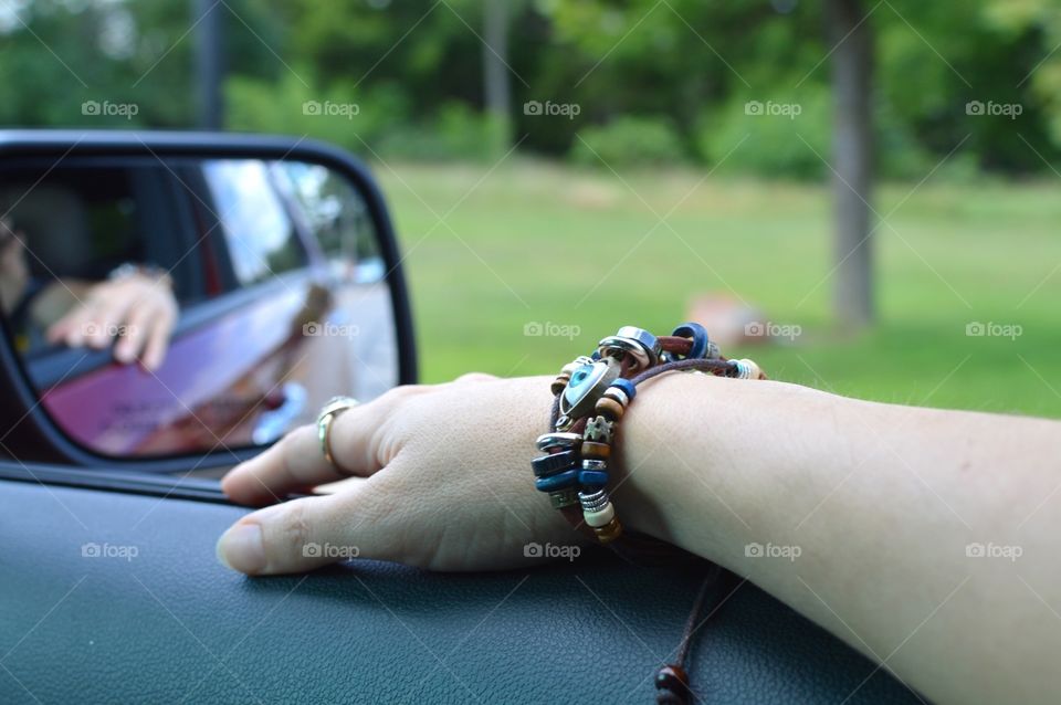 Handmade bracelet in car