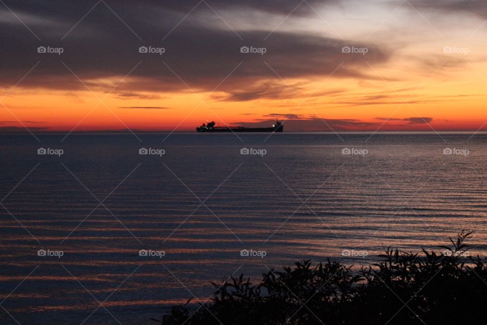 Ship silhouette Lake Huron