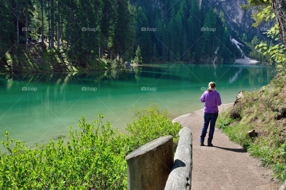 walking around Lake Braies in solitude