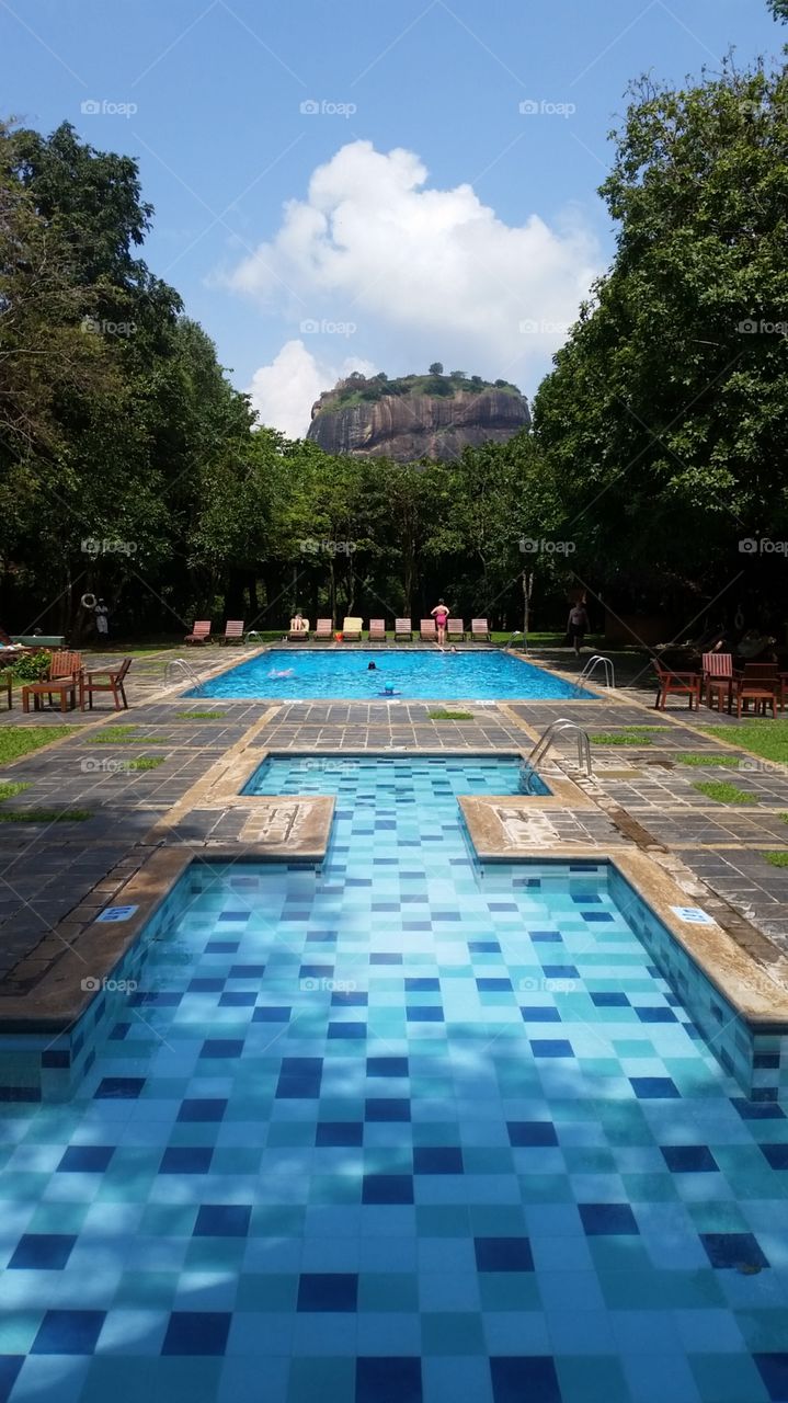 View of Sigiriya from hotel pool