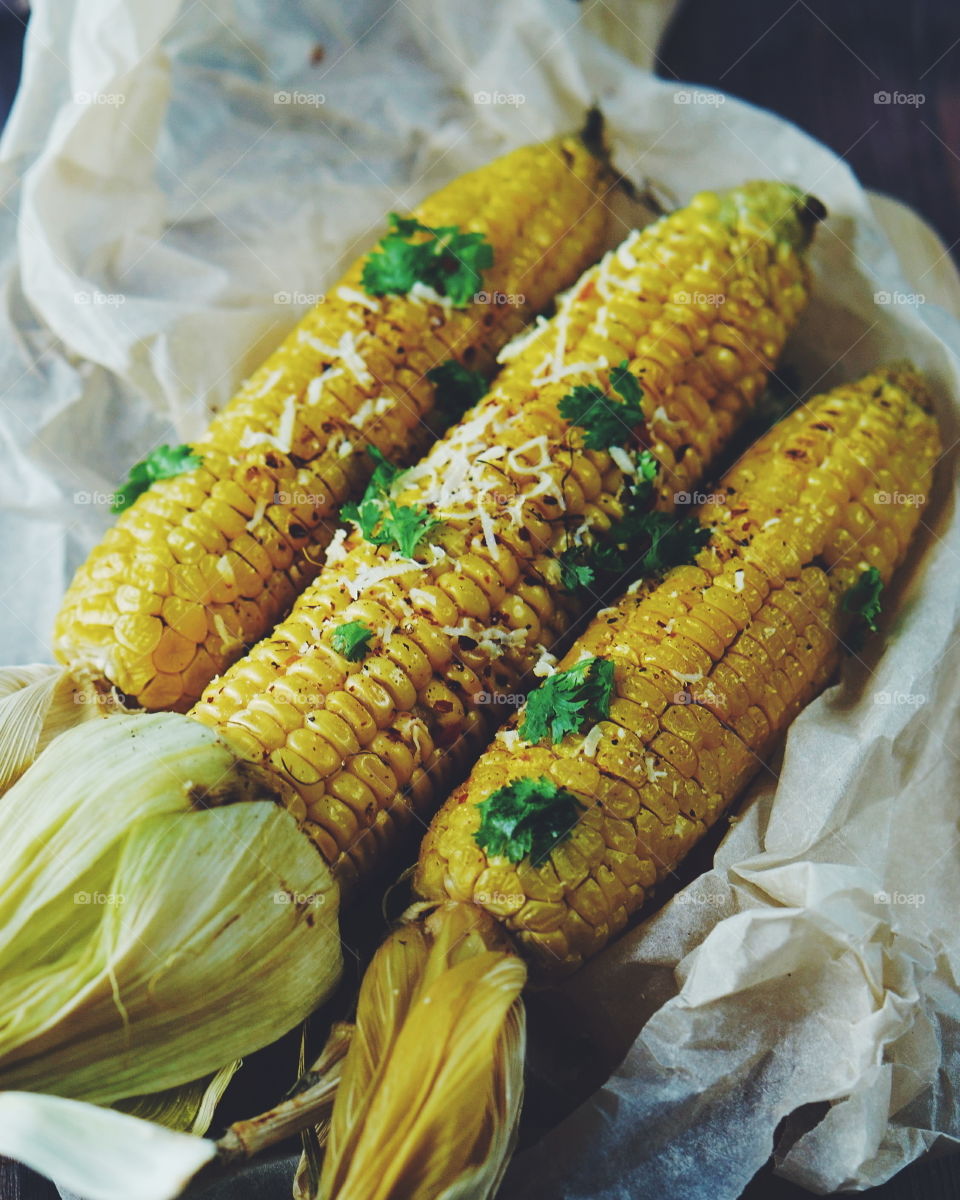 Close-up of grilled corn