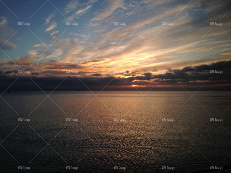 View of beach during sunset