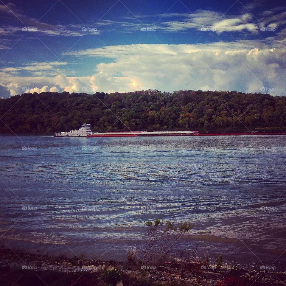 Barge on the Ohio River 