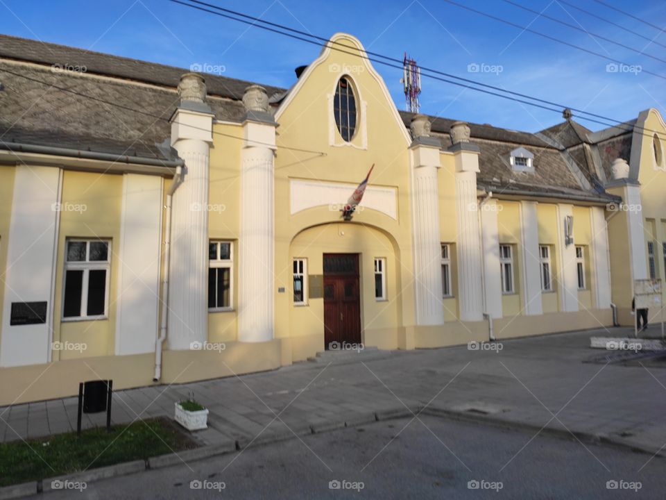 Zmajevo Vrbas municipality Serbia old town hall renovated bulding facade