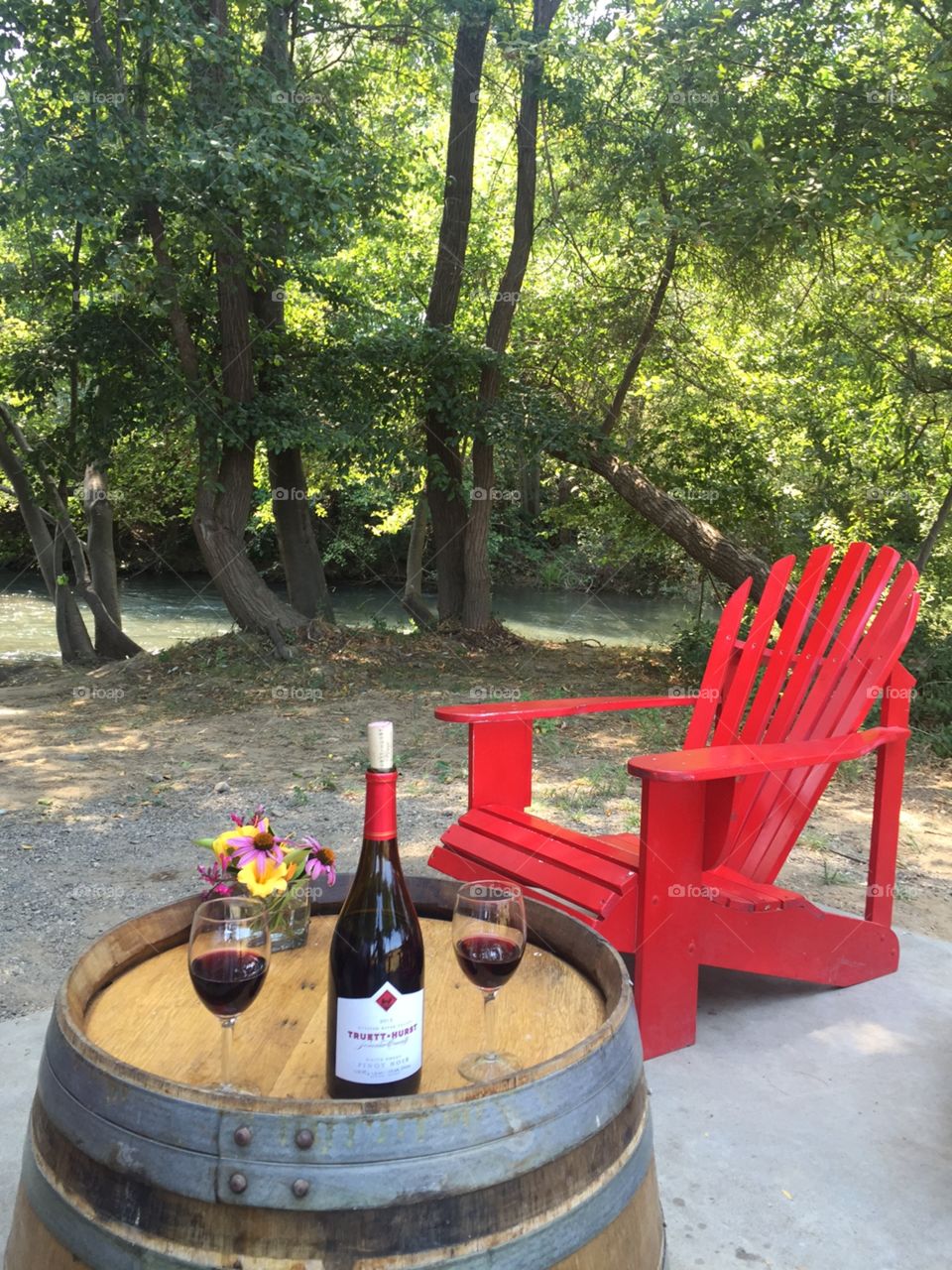 A little vino relaxing time by the creek