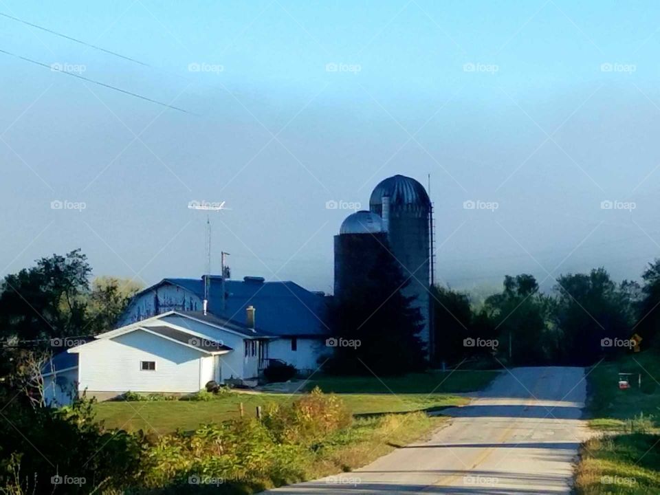 Our early morning drive.  The fog is heavy in the valley.  We can not see the hills.