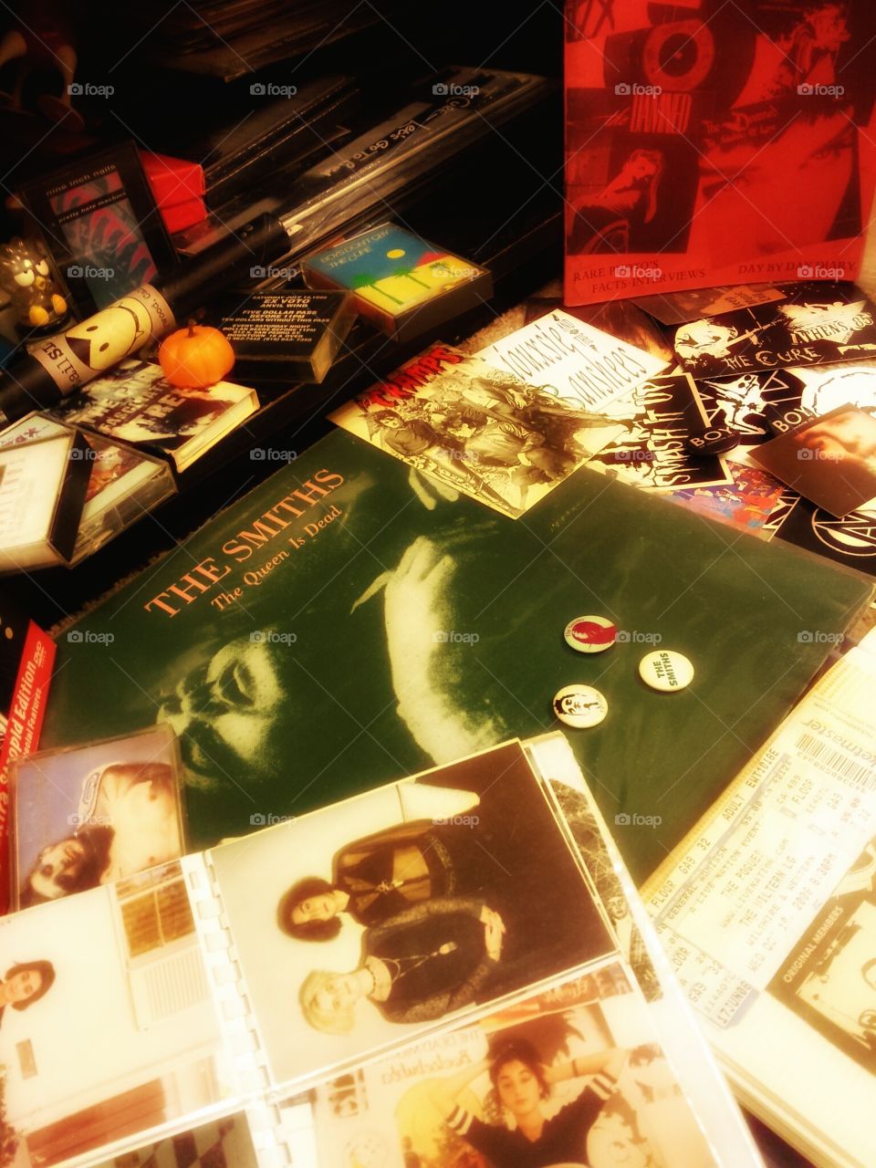 1980s 1990s Punk, Gothic, alternative memorabilia, stickers, LPs, tapes.