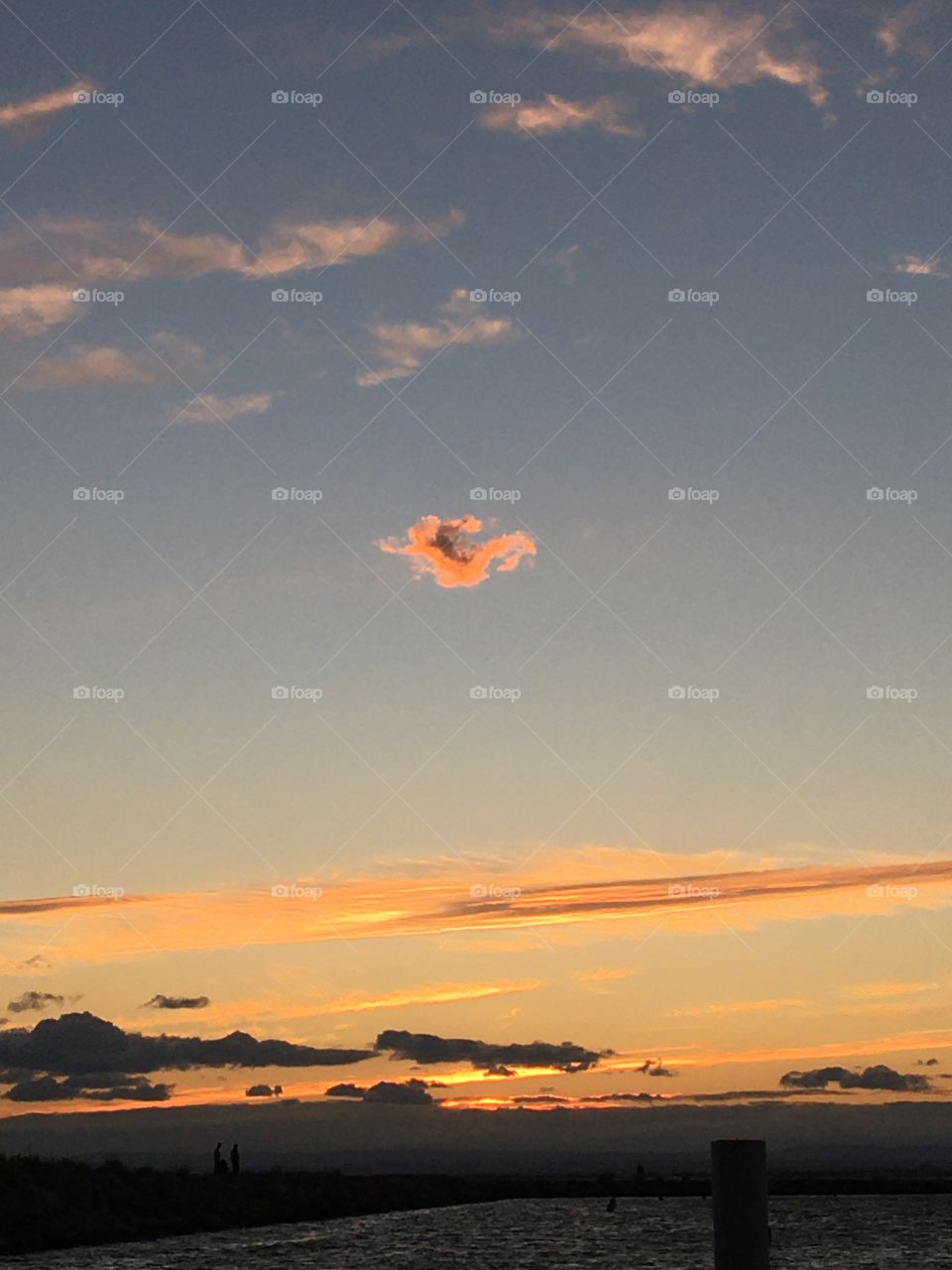 Little bright cloud in evening sky