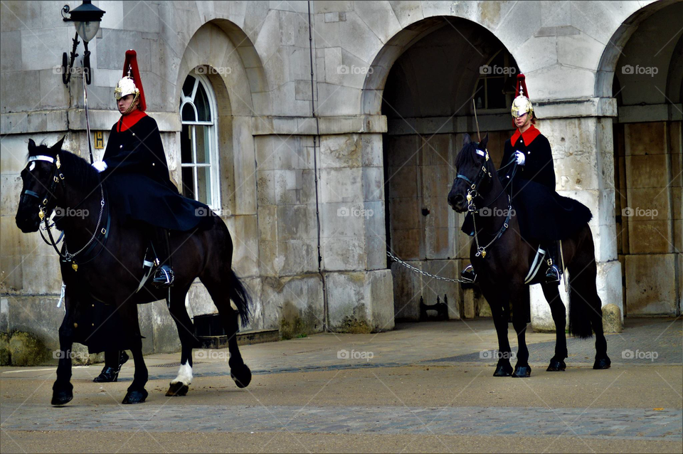 Changing the Horse Guard (Blues and Royals) at Whitehall