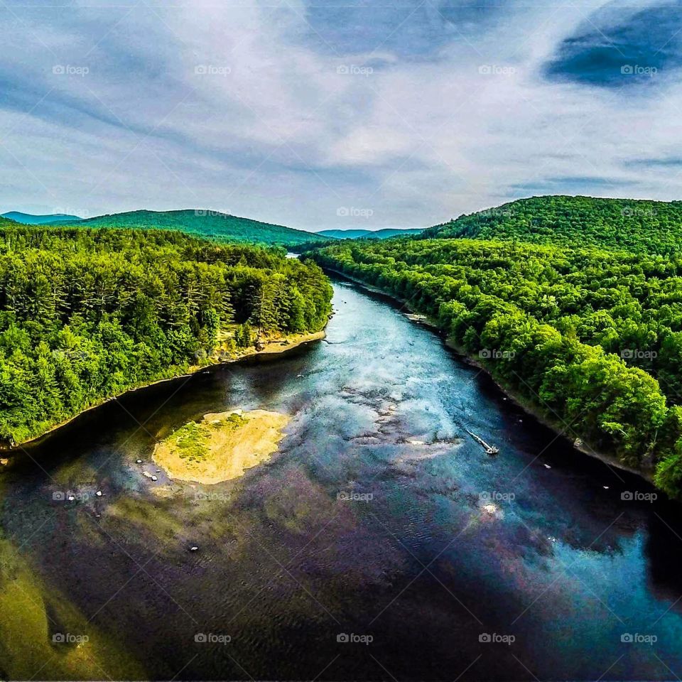 Hudson River Aerial. Aerial shot of the Hudson River in Upstate New York taken from a Quadcopter or Drone if you prefer. 
