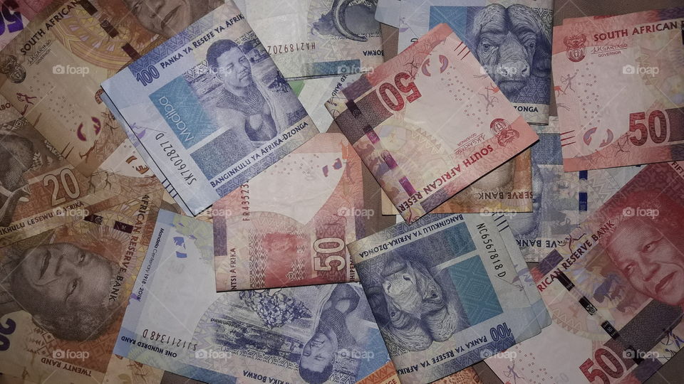 A collection of money notes.