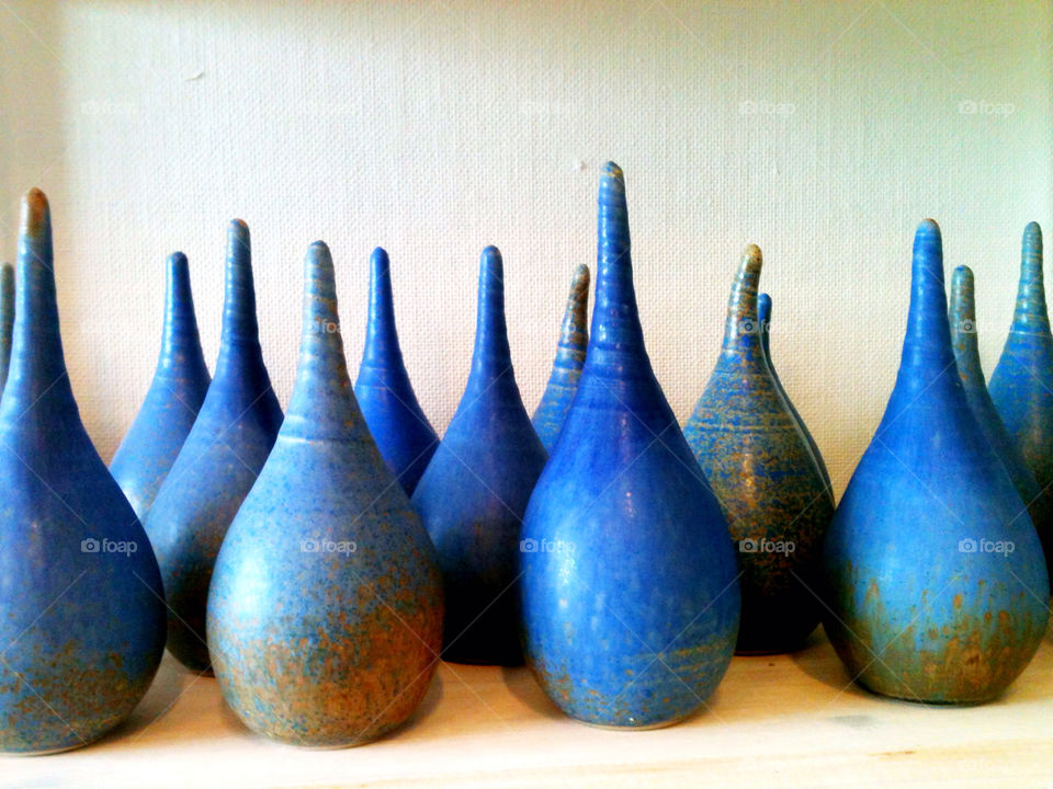 garden blue decoration pottery by lenacarlsson