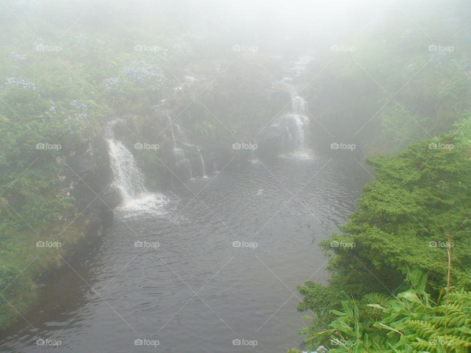 foggy waterfall