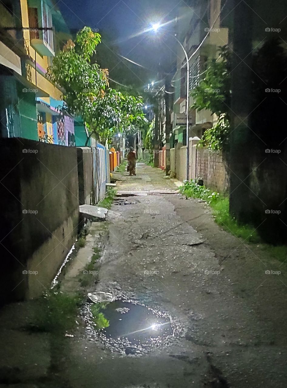 water reflection in road