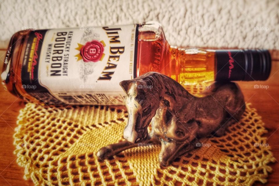 Jim Beam Bourbon with a Brass Horse