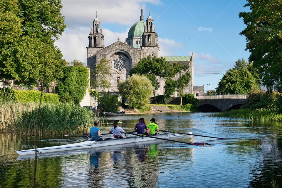 Rowing at river Corrib in Galway city