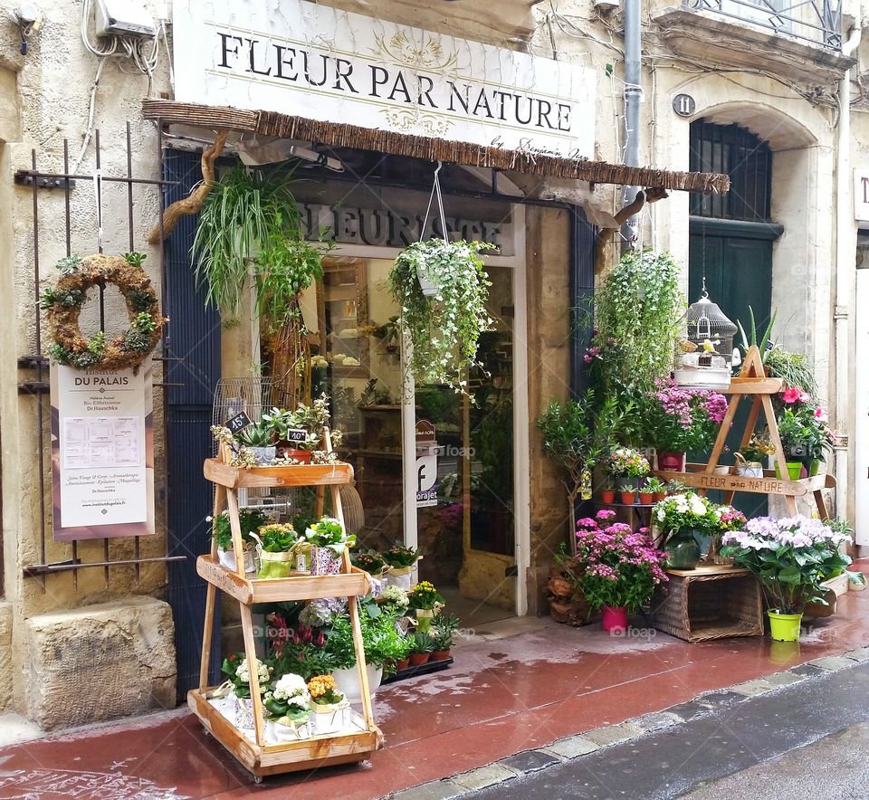 a flower shop in France