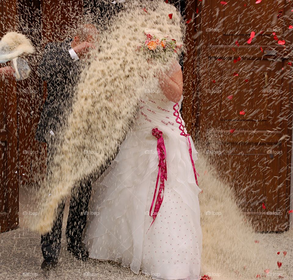 traditional sardinian wedding rice shower