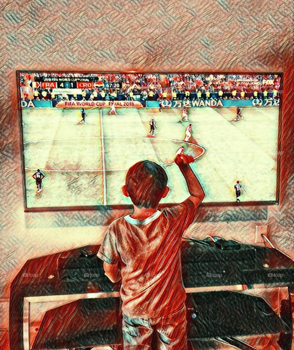 A boy discovering soccer for the first time