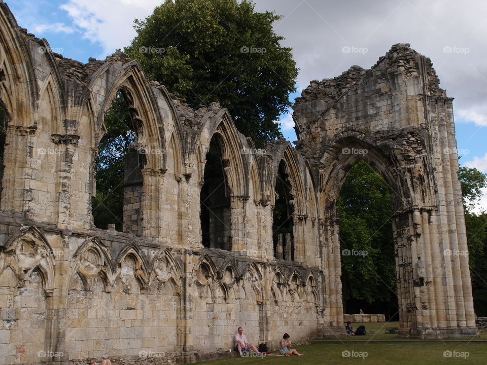 Magnificent remains of a structure in York, England on a sunny summer day 
