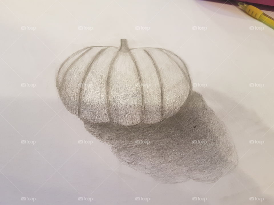 Drew this pumpkin myself! Took me awhile but I finally finished! Pencil sketch with shadowing all shaded and drawn by hand.