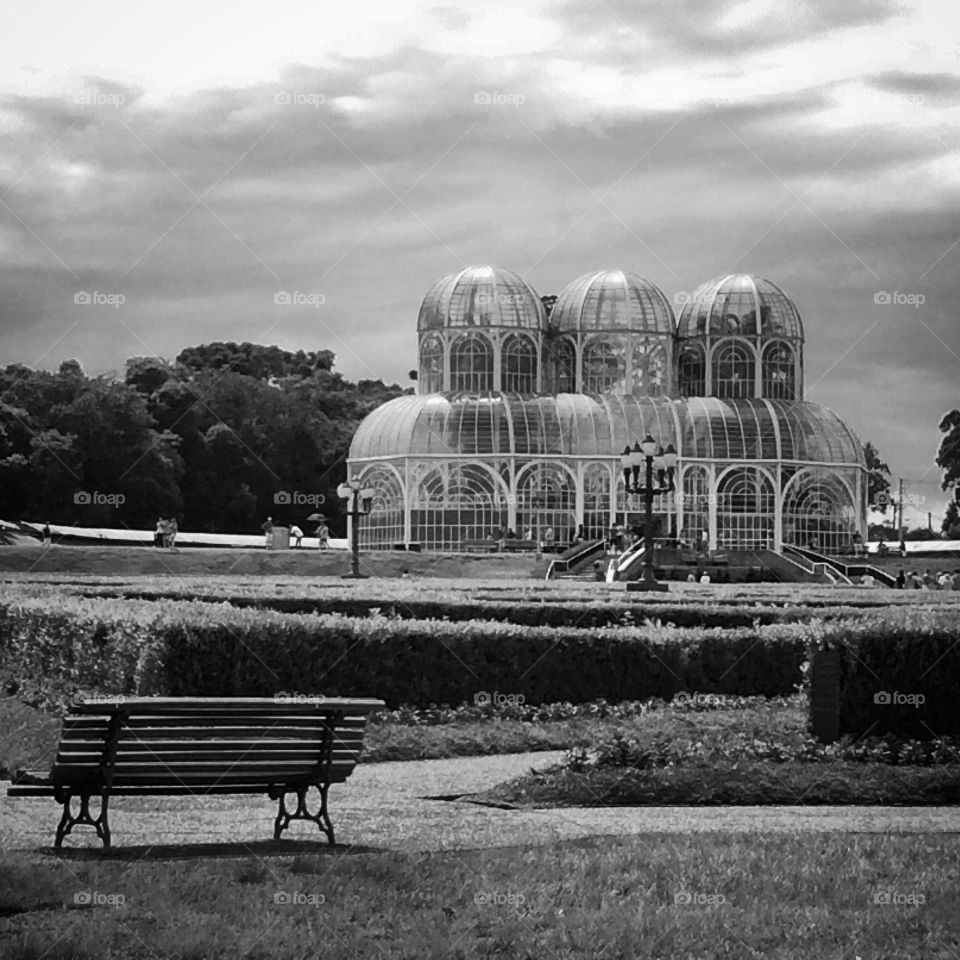 Jardim Botânico at Curitiba. A nice view from the gardens of the Jardim Botânico at Curitiba.