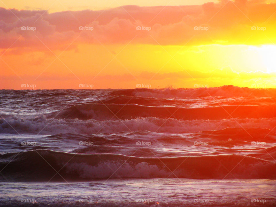 Waves at sunset