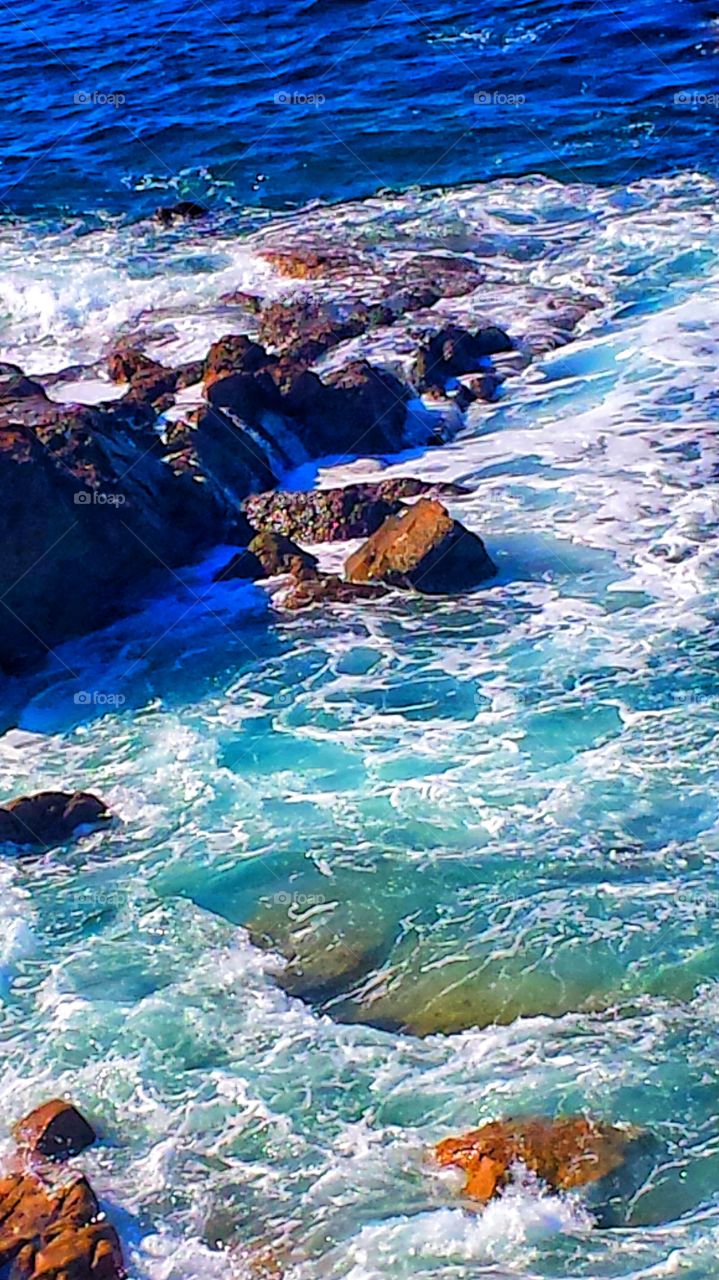 High Tide @Hiesler Park. Crashing waves @ red rock cliffs in Laguna Beach @ Hiesler Park.