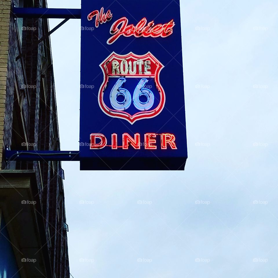 Joliet Diner neon sign on Route 66