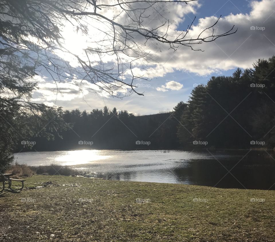 Peaceful winter lake