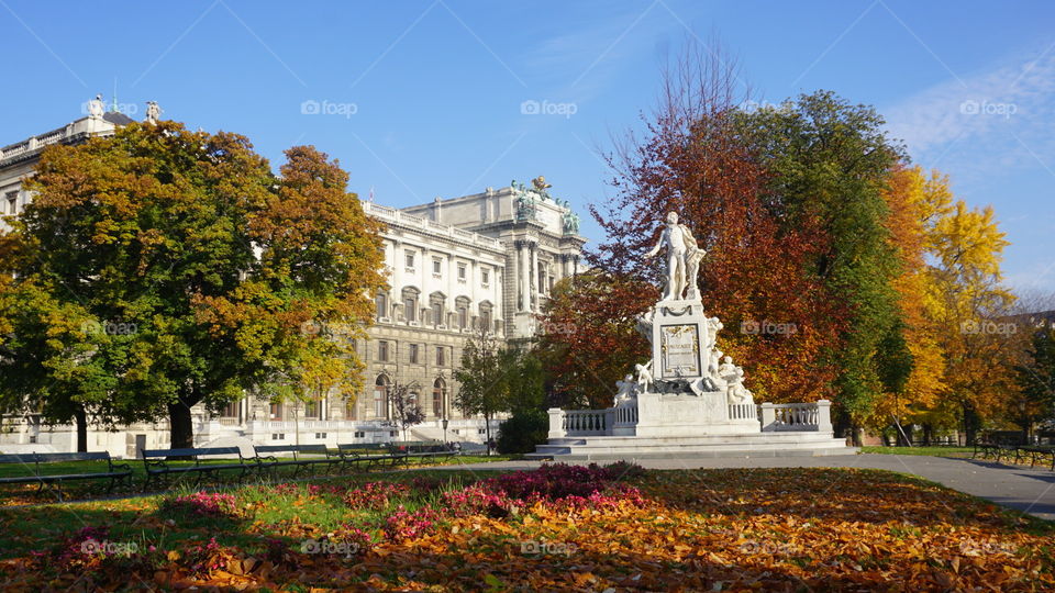 Mozart monument in the park vienna