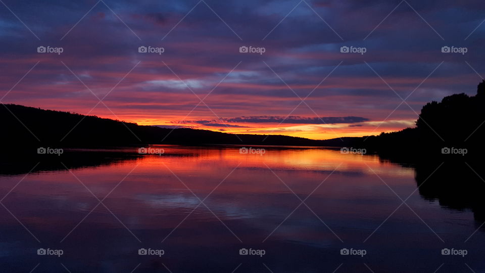 Silhouette of mountains during sunset