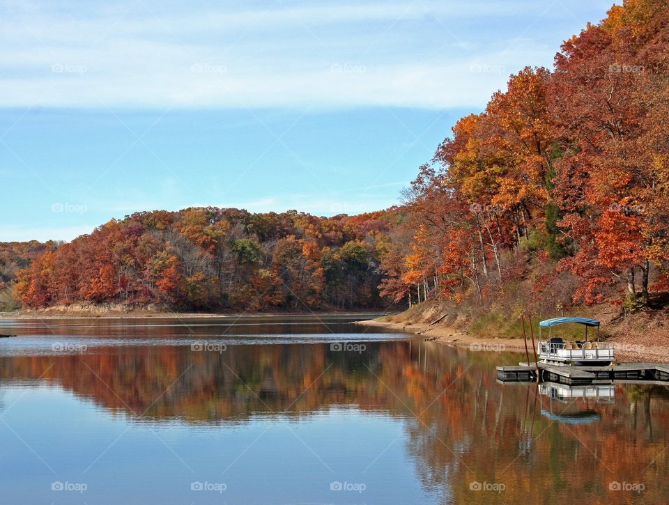 Fall foliage reflecting in the water
