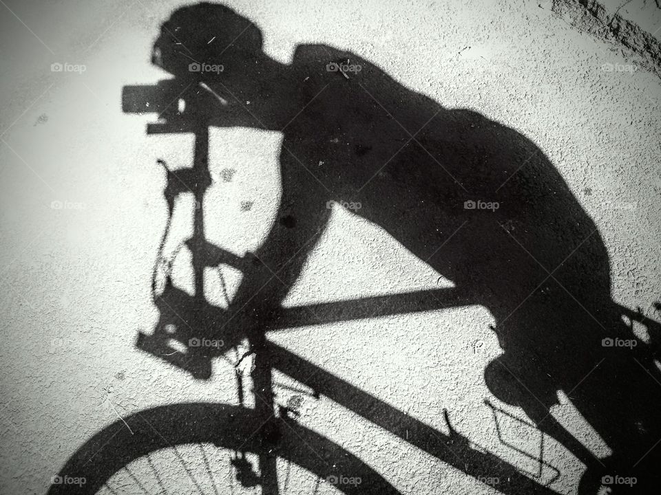 from büro. Riding by bike home after a busy working day