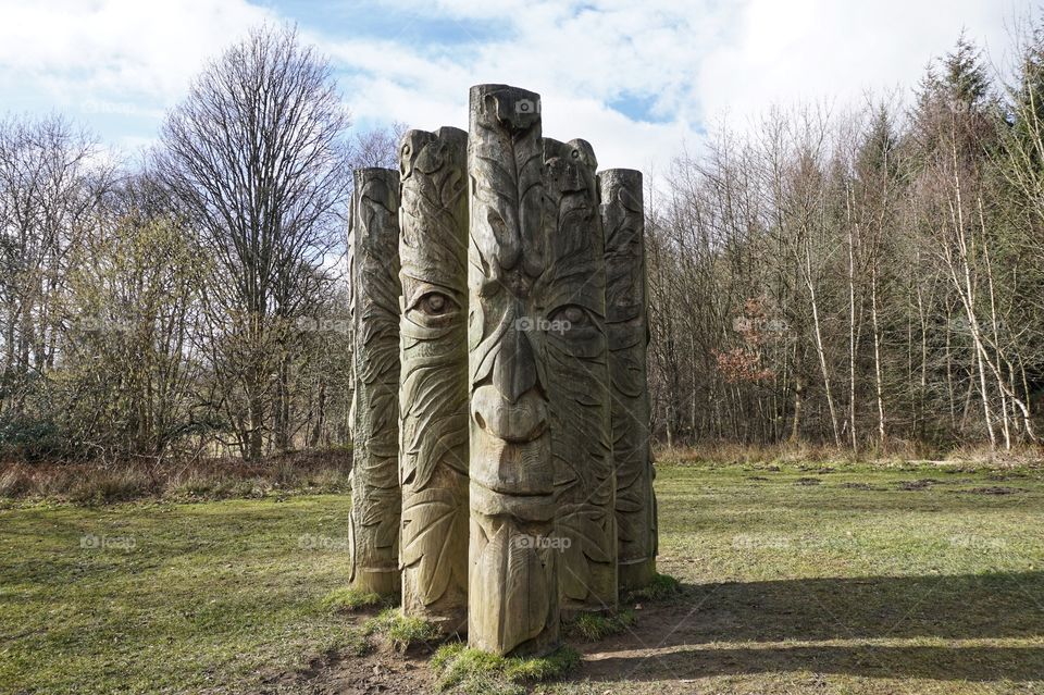 Carved Trees ... Known locally as The Green Man 