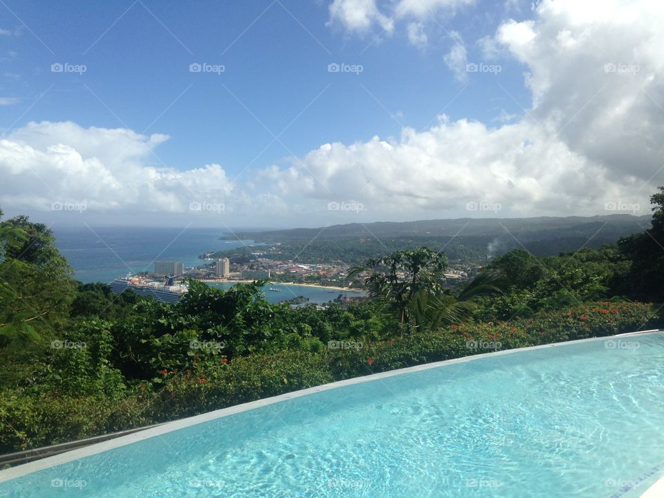 Infinity pool In Jamaica near ocho rios, gorgeous day and a stunning view