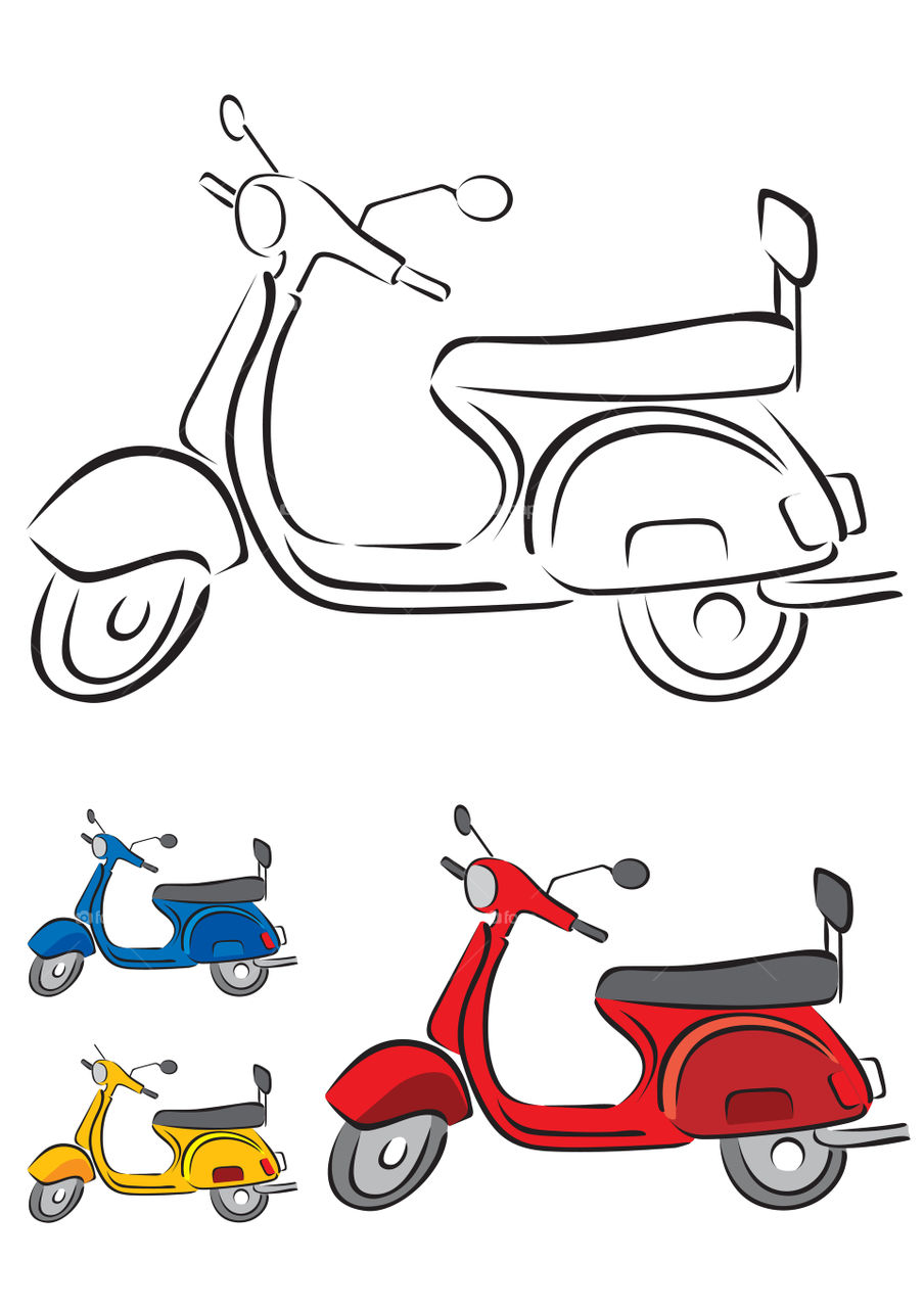 Scooter brush strokes illustration