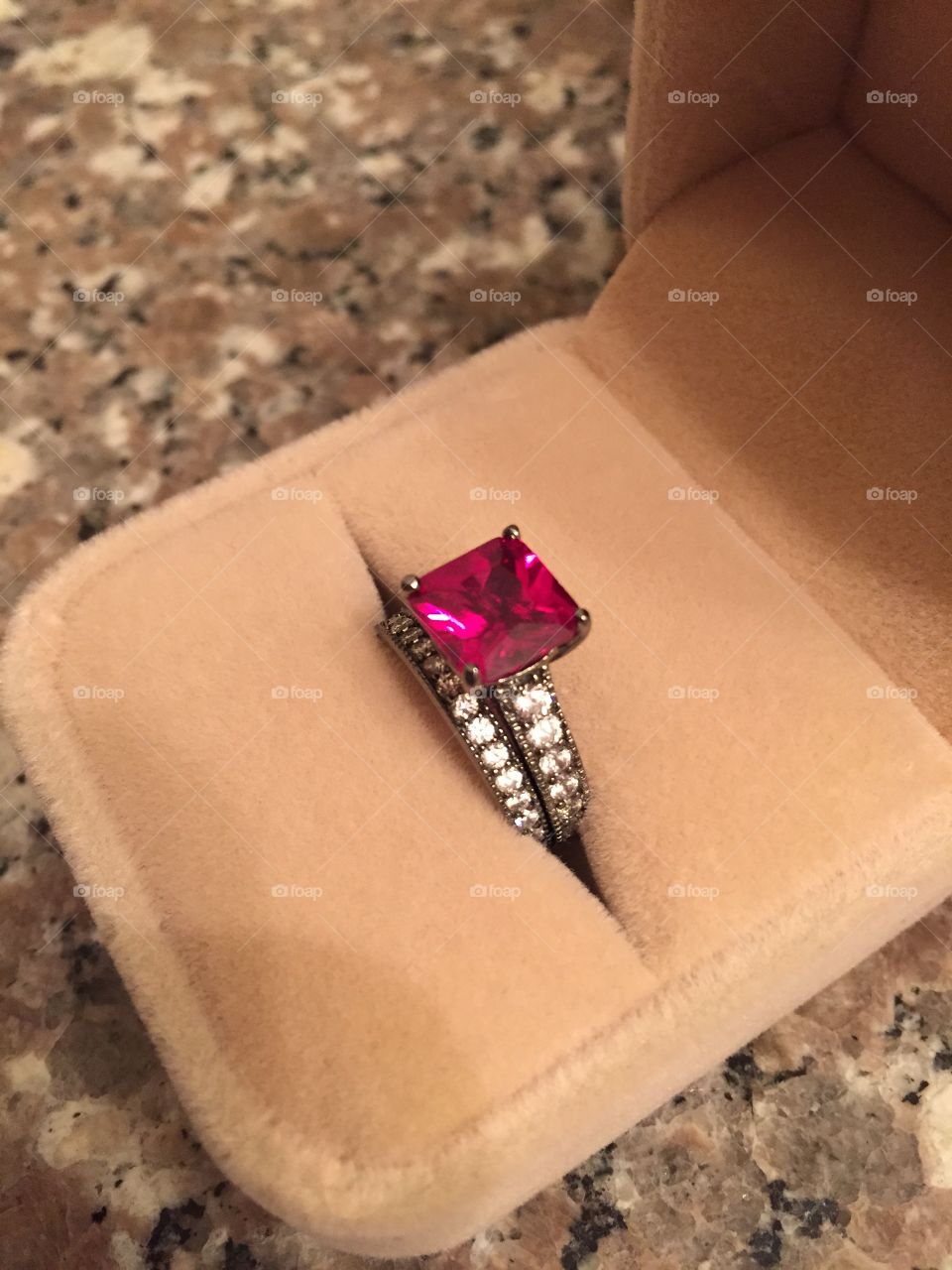 Engagement Ring . Ruby diamond engagement ring
