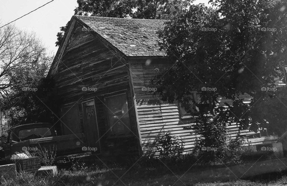 old truck and building