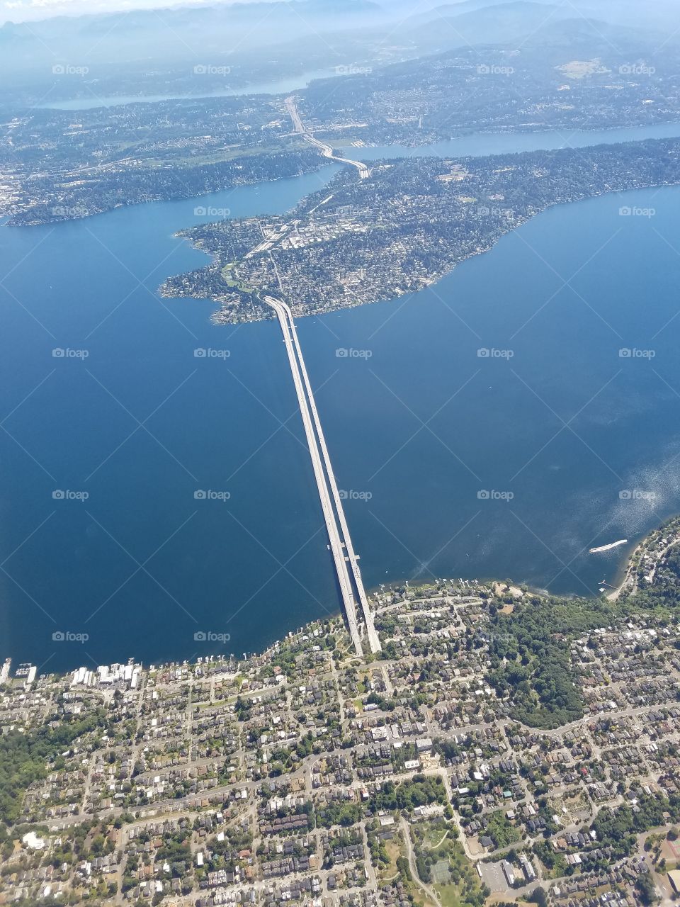 i-90 Bridge in Seattle from an Airplane